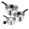 3pcs Stainless Steel Saucepan Set, Kitchen 1QT & 2QT &