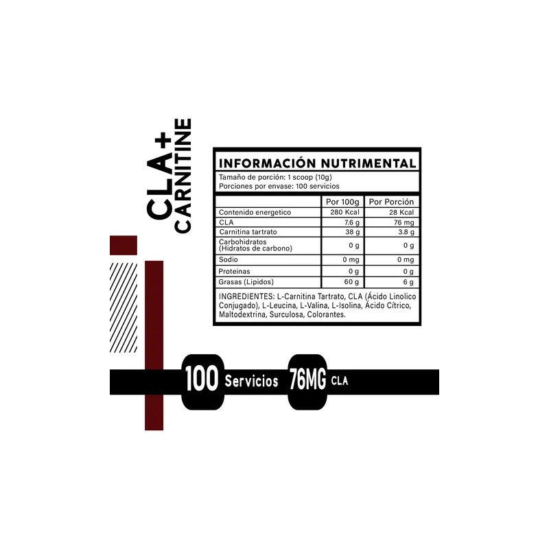 Suplemento Cla + Carnitina Biss-sport 1kg En Polvo 100servis