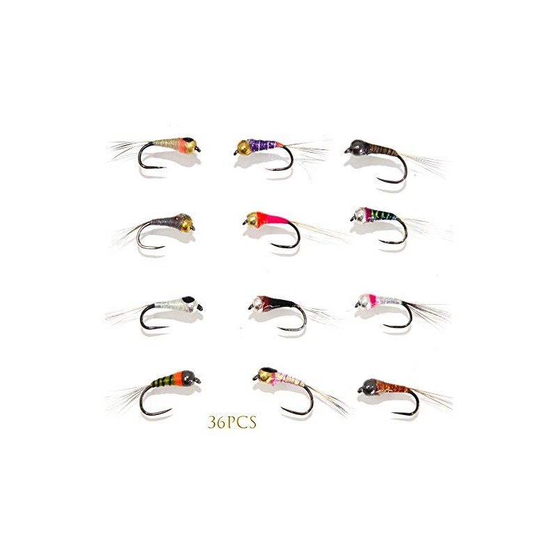 Outdoor Planet Surtido de 36 ninfas eficaces de pesca con