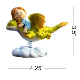Gemmia Miniature Fairy Garden Dragon Figurine for Car Decor- Soaring Fairy on Dragon