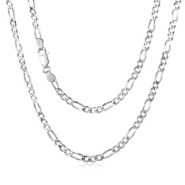 CEKAMA 3MM Figaro Chain Necklace for Men Diamond Cut 925 Sterling Silver Figaro Chain for Women 26 Inch Silver Italian Figaro Chain Jewelry Gifts for Christmas Birthday