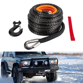 9/16" x 76ft Synthetic Winch Rope Kit, 31,500 LBS Winch Rope Cable Kit w/Protective Sleeve, Winch Hook and Pull Strap, Car Tow Recovery Cable Universal Fit for 4WD Off-Road Vehicle Truck ATV UTV SUV