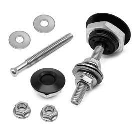 2Pack Vehicle Hood Pins, Aluminum Alloy Surround Buckle Button, Universal for Car Quick Release Latch Hood Clip, 1.18In Mini Bumper Lock Latch (Silver)