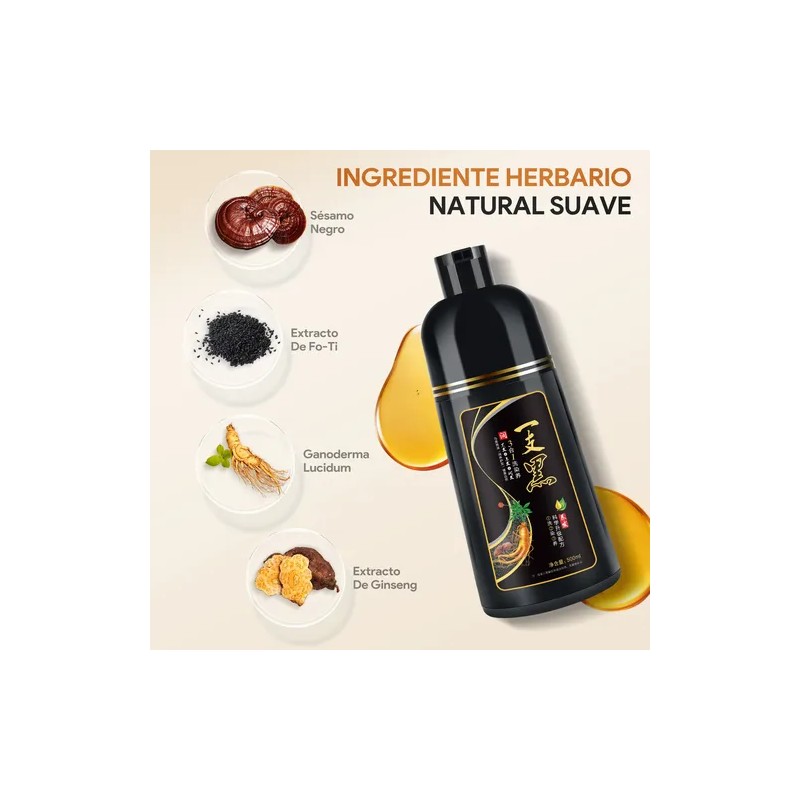Shampoo Tinte Instantáneo Cubre Canas 3en1 Natural Jengibre