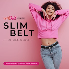 Isabelt No Show Invisible Elastic Belt for Women - Adjustable Lay Flat Stretchy Belt for Pants and Jeans - Size 0 to Plus Size, 1.5" Wide, Designed in USA