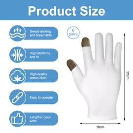 6 Paar Baumwollhandschuhe Baumwollhandschuhe Neurodermitis Fingerlos Fingerlose Feuchtigkeitsspendende Handschuhe Fingerlose Baumwollhandschuhe