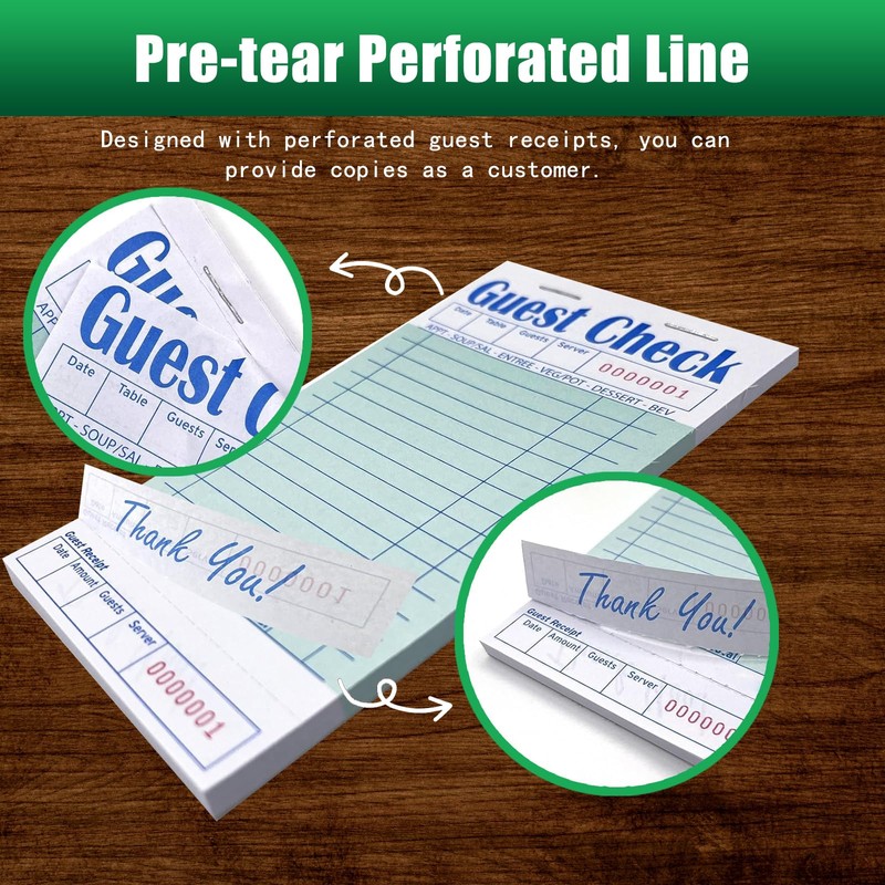Guest Check Books 6 Pack, Guest Checks for Servers, Server