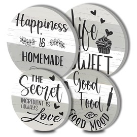Walarky Farmhouse Rustic White Round Metal Hob Covers Set of 4 Stove Cooker Hob Covers for Cookers Gas Stove Protector Cookware Accessories Modern Cooktop Decor