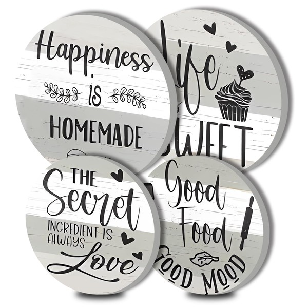 Walarky Farmhouse Rustic White Round Metal Hob Covers Set of