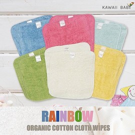 Kawaii Baby 12-Pack Organic Cotton Washcloth Wipes, Super Soft & Absorbent Towels for Babies Boys Girls Face & Body