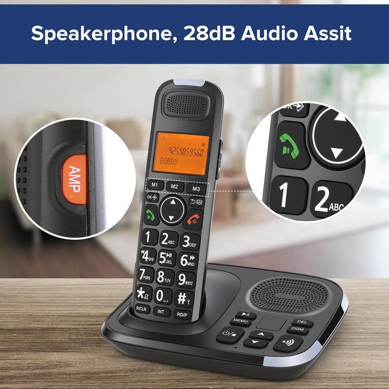 ORNIN D1015 DECT 6.0 Expandable Cordless Phone System with Answering