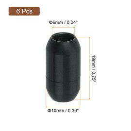 sourcing map Leather Cord End Clasp, 6Pcs 3mm Hole Leather Clasps, Cord End Caps Closures Leather Cord Buckle for Making DIY Supplies Crafts, Black