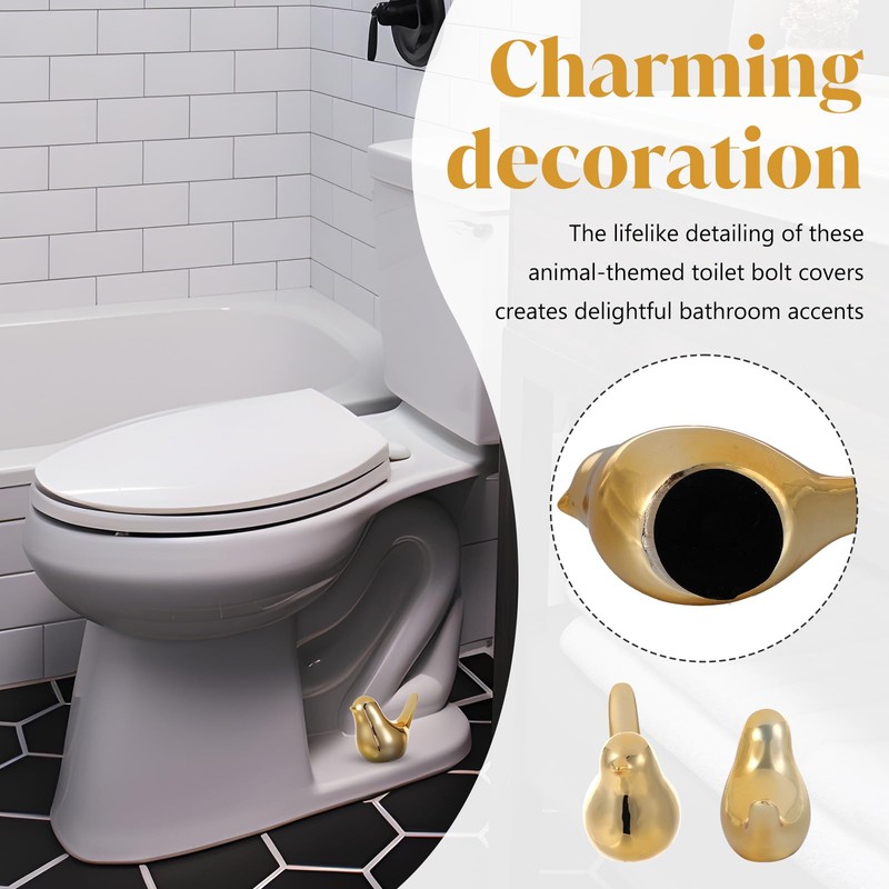 2Pcs Ceramic Toilet Bolt Covers, Gold Bird Replacement Toilet Screw