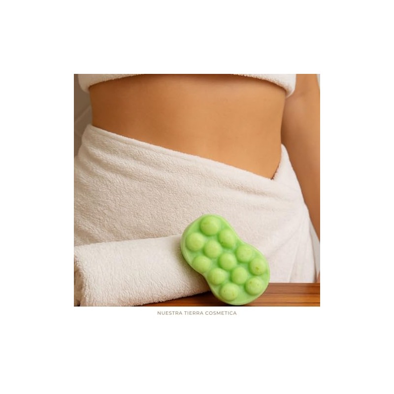 Jabón Reductor Verde, Forma Ergonómica, Jabón para Masaje Corporal, Textura