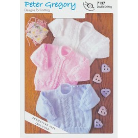 Peter Gregory Double Knitting DK Pattern Sweaters & Cardigans Including Premature Size (7137)