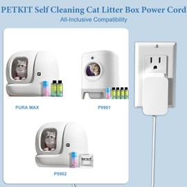 AC Power Cord for PETKIT PuraX Pura X Max P9901 P9902 PG530 Self Cleaning Cat Litter Box Charger Replacement TEKA-TD120200XX AK-P6111121 2AEDG-P530 TEAK024-1202000CH Power Adapter (White)