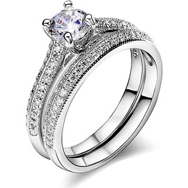 Acefeel Luxurious Serie Engagement Wedding Bands Double Rings for Anniversary R281