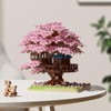 Pink Cherry Blossom Tree House Micro Blocks Model, Building Blocks