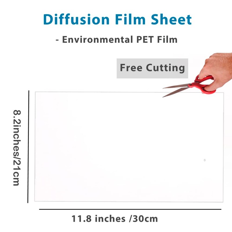 Adhesive Diffusion Film 8.2x11.8inches/ 21x30cm Soft Light Sheet Lighting Diffuser