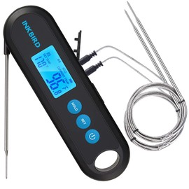 Inkbird Bluetooth Digital Meat Thermometer With External Probes Backlight Display 2 Sec Instant Readout Support Temperature Alarms And Timers RechargeableInstant Read Cooking Thermometer For Grilling BBQ Poultry Outdoor Barbecue Kitchen (IHT-2PB + 2 Prob