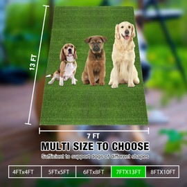 GLOBREEN Extra Large Artificial Grass 7 FT X 13 FT - Pets Fake Grass Turf Rug for Puppy Potty Kennel Flooring Patio Balcony, Easy to Cut Waterproof