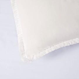 YINFUNG Ivory Euro Sham Covers Tassel Cream European Sham 26x26 Set of 2 Boho Fringed Euro Pillowcases Decorative Off White Pillow Covers Cotton Large Square