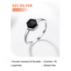 925 Sterling Silver Black CZ Solitaire Ring Womens Crystal Engagement