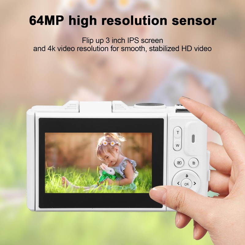 4K Digital Camera with 3 Inch Flip Screen for Photography,