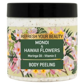 Oriense Body Scrub with Monoi & Hawaii - Moringa Oil, Nutshell & Apricot Kernel Granules and Vitamin E, Hydrating Radiance, 16.9 fl.oz