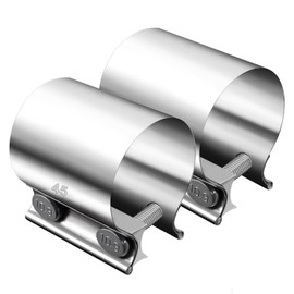 Dianrui 2PCS 1.75" Butt Joint Stainless Steel Clamp Band; 1.75 inch Universal Widening Clamp Fit for Exhaust System, Muffler