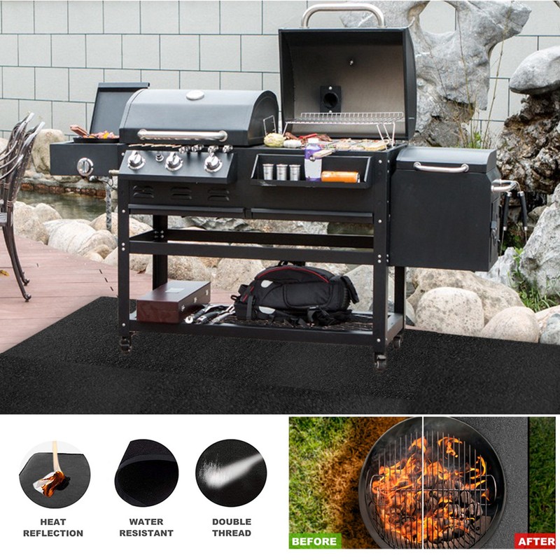 Fireproof Washable Barbecue Mat Reusable Foldable Lawn Protector for Outdoor