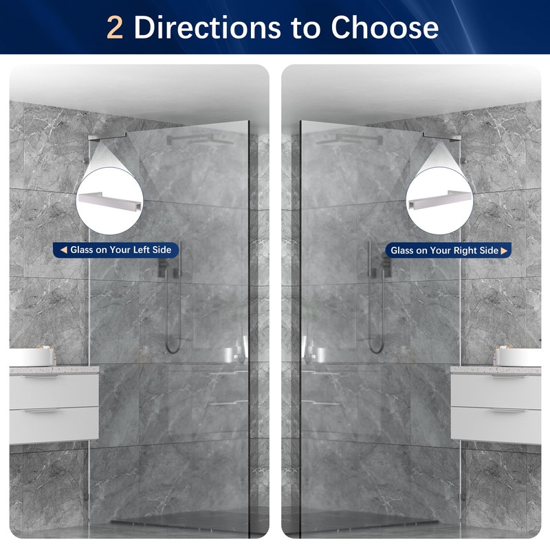 LukLoy Fixed Glass Bracket, Wall to Glass Shower Support Bar,