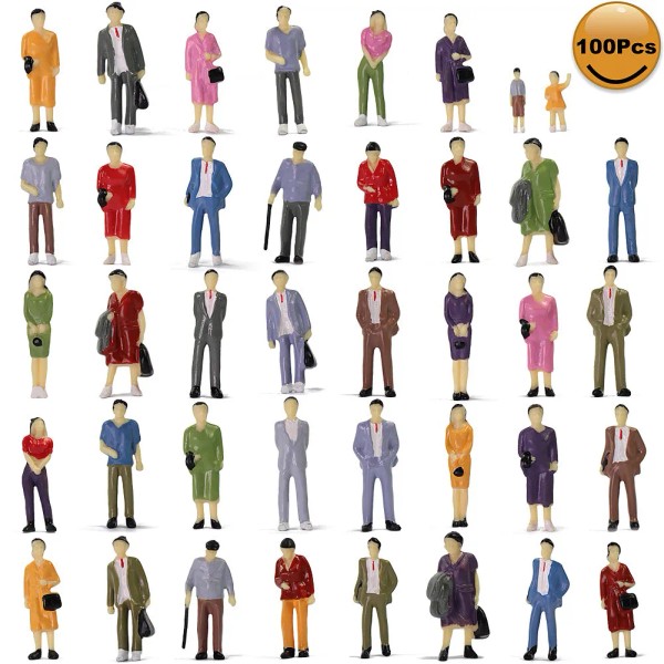 Unbranded 100pcs O Scale 1:50 Standing Painted Figures People Passenger