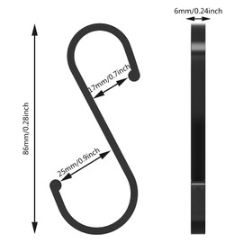 LISOPO S Hooks, Pack of 12 S Hooks Black S-Hook for Hanging Pots and Pans S-Hooks Aluminium Ideal Kitchen, Cupboard, Garage and Garden