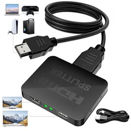 Splitter, 1 Input, 2 Outputs, 4K x 2K @ 60Hz/3D/HD Compatible, HDCP1.4, Dual Screen Simultaneous Output, Splitter, Splitter, Easy to Install