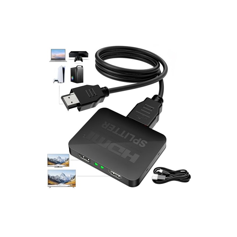 Splitter, 1 Input, 2 Outputs, 4K x 2K @ 60Hz/3D/HD