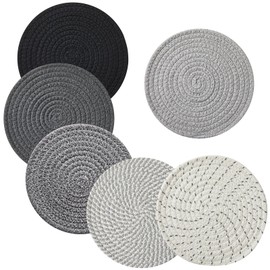 Coga 8" Trivets for Hot Dishes, Hot pots and Pans, 6 Pack Heat Resistant Hot Pads, Pot Holders for Kitchen, Hot Plate Mats for Table and Countertops, Farmhouse Decor Home Kitchen Essentials, Mix-Grey