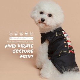 BINGPET Dog Shirt,Cute Pirate Costume Print Stretchy Dog T-Shirts,Lightweight Sleeveless Dog Tank Top Vest,Soft Breathable Puppy Sweatshirt,Dog Clothes Dog Shirts for Small Medium Dogs(Black,M)