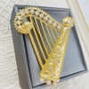 TOPPERFUN Harp Brooch, 2.48in Three Dimensional Harp Brooch with Pearls