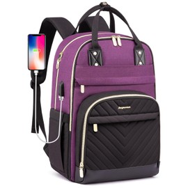 Backpack for Women laptop Bag - Laptop Backpack with USB Charger Travel Business Computer Backpack for Teacher Casual Waterproof Bookbag for Nurses Purple