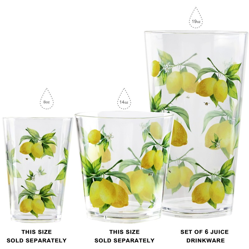Reston Lloyd Calypso Basics Fresh Lemons 19 oz Acrylic Drinkware