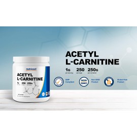 Nutricost Acetyl L-Carnitine (ALCAR) 250 Grams Powder - 1G Per Serving - 250 Servings