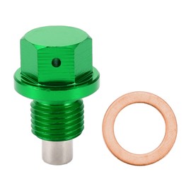 Motoforti Universal Oil Pan Screw Oil Drain Plug Sump Drain Nut Bolt, M14x1.5, Aluminium Alloy, Green, 1 Set