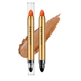 LIANGNISHI Eyeshadow Pencil, Tear Bag, For Makeup, Single Color Eye Shadow, Glitter, Dual-Use, Sponge Included, Matte, Pearl, Tearbag Liner, Makeup, Sparkling, Stick, Eye Shadow (02#, Orange Beige)