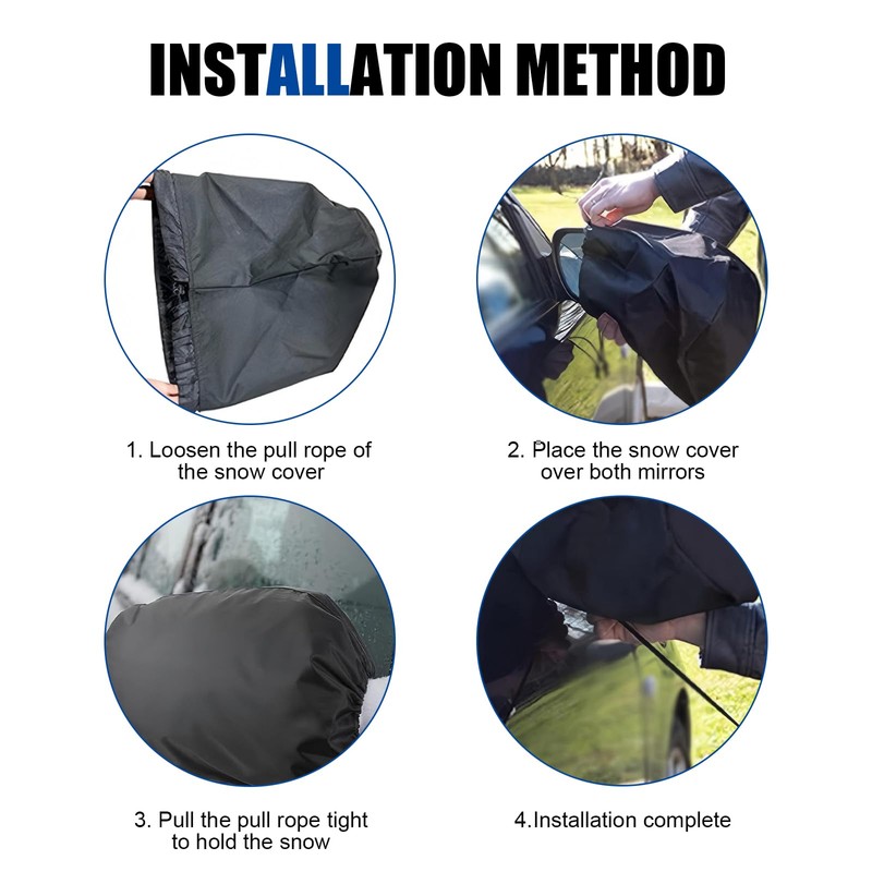 Polcatay Car Side Mirror Snow Cover, Freeze-proof Dust-proof Oxford Cloth