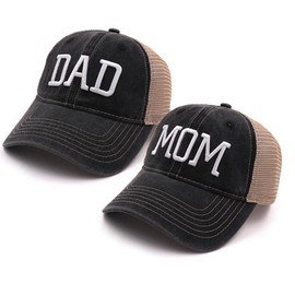 Whifooeps Mom and Dad Hats Fathers Day Dad Hat Gifts for Men Women New Parents Gifts for Couples Embroidered Mesh Baseball Cap