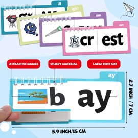 chiazllta 48 Word Family Build Book Spell Read and Rhyme Flip Activity Books ABC Vocabulary Flashcards Learn to Read Games Phonics Flashcards Kindergarten Sight Words Learning Activities for Kids