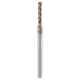 HARFINGTON Ball Nose End Mill 4 Flute 3/32" Diameter 1/8" Shank Tungsten Carbide TIN Coated Spiral CNC Router Bits 1/2" Cutting Length Single End Ball for Carving Engraving Grinding