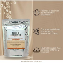 Nuestra Tierra Cosmética Peeling Enzimático en Polvo, con Enzimas Frutales y Keratinasa, para Todo Tipo de Piel, 250 g