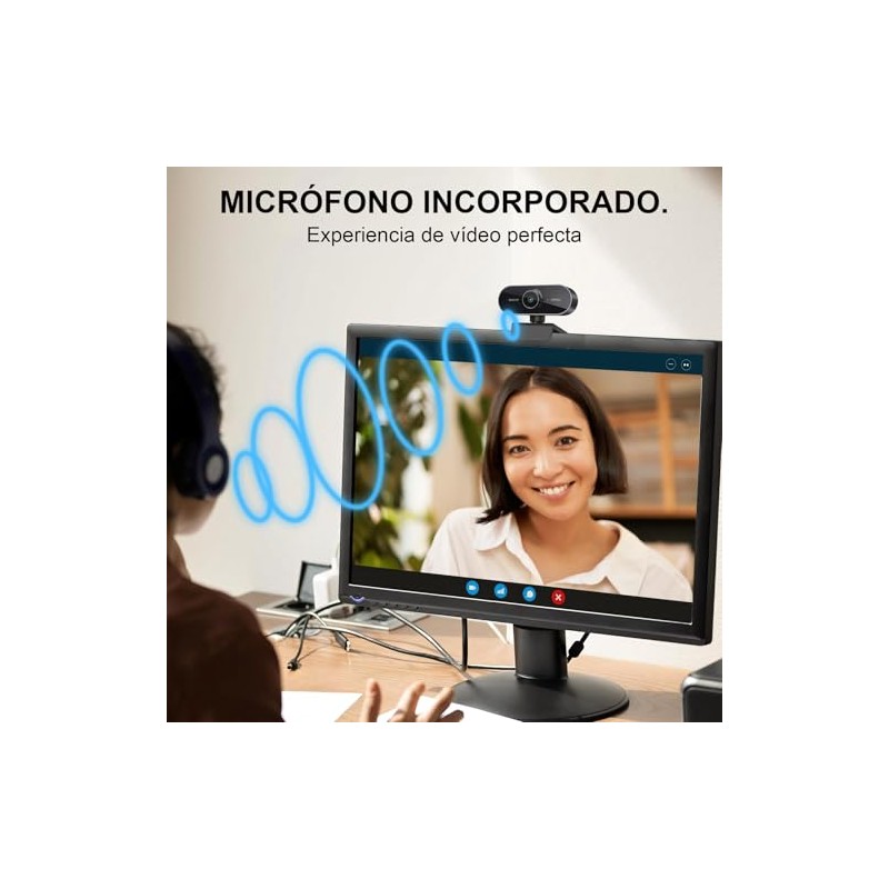 Autbye Cámara Web HD 1080p, Camara para PC con Microfono,